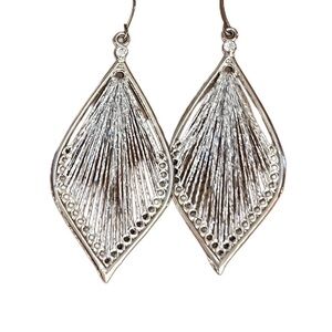 Layered bohemian threaded string leaf earrings